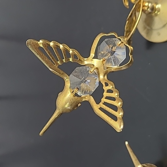HUMMINGBIRD AUSTRIAN CRYSTAL MASCOT  LITE CATCHER WITH FLOWERS 24KT GOLD PLATED - Picture 10 of 16